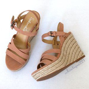 Splendid Peach Nubuck Sandal Wedge